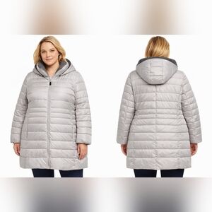 Marc New York Andrew Marc Plus Size 2X Gray Hooded Puffer Coat Full Zip Winter